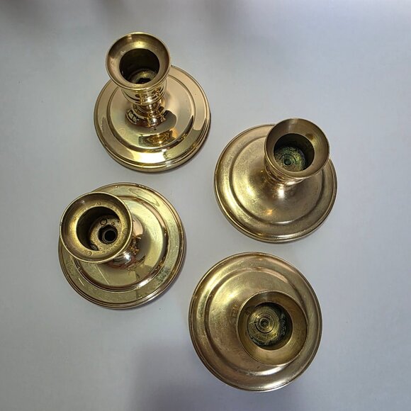 Vintage Solid Brass Baldwin Brass Candlestick Holders 3”, Set of 4 - Picture 2 of 13